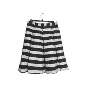 Endless Rose Large Black and White A-Line Midi Skirt Fringe Bold Modern Whimsy